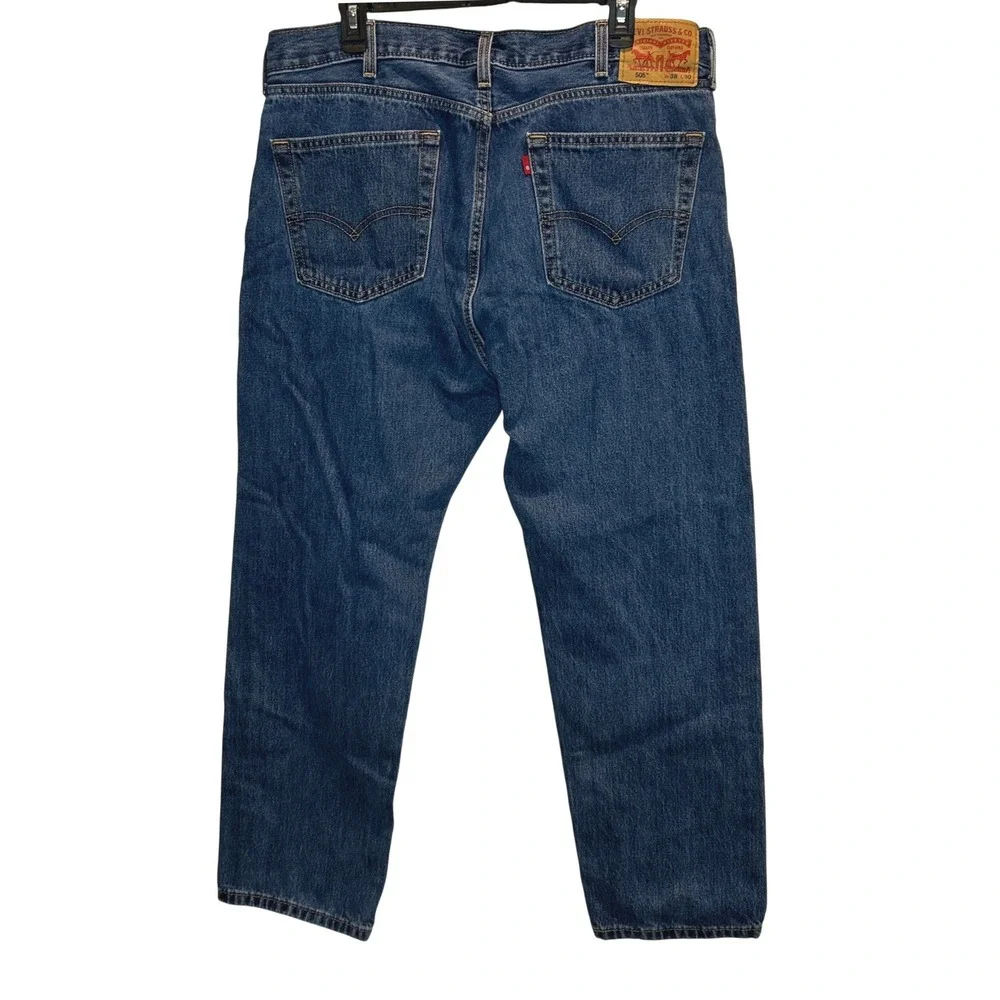 Levi's‎ 505 Regular Fit Jeans W38 L30 Mens Blue Medium Wash Straight Leg Denim